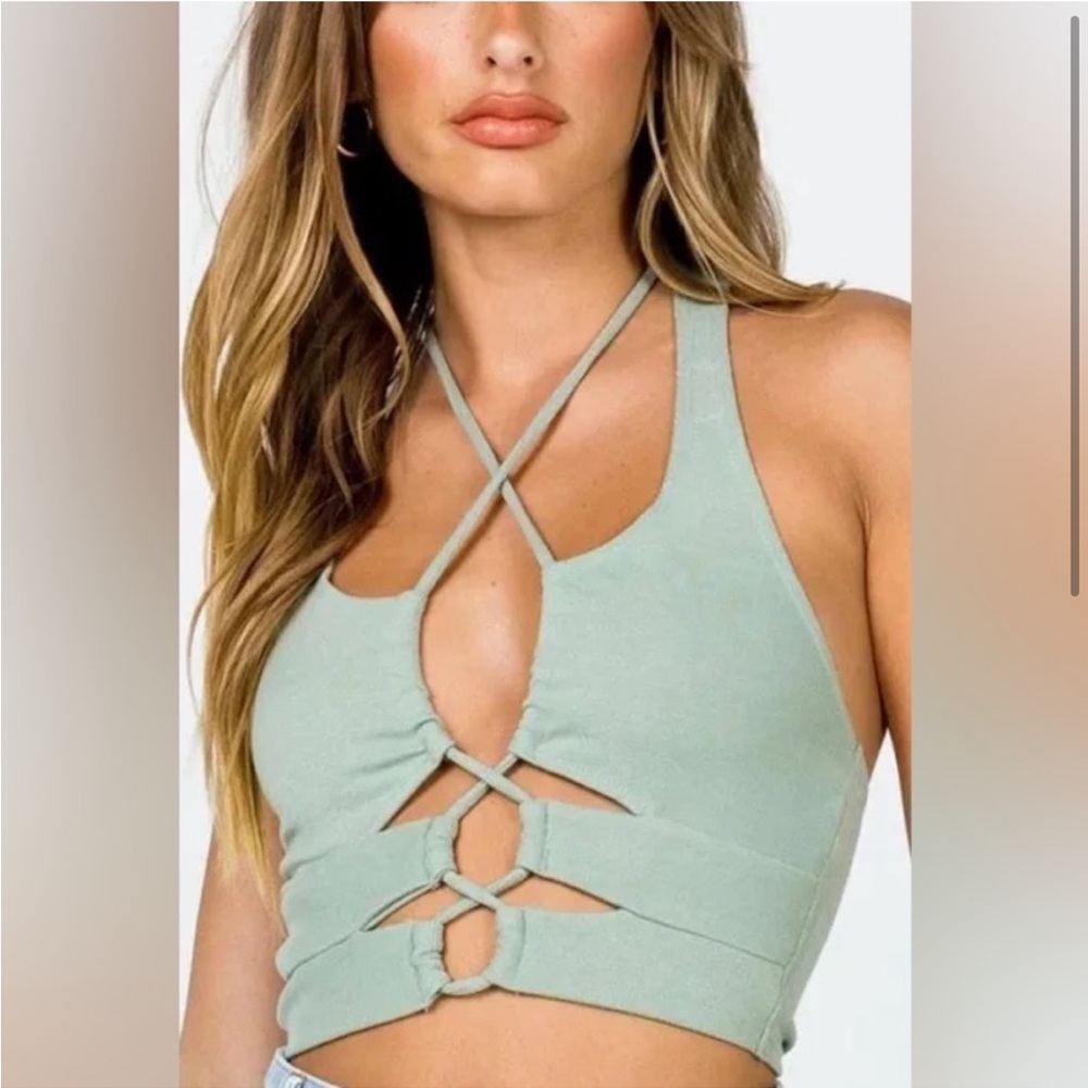 Princess Polly lace up halter top with cut outs
